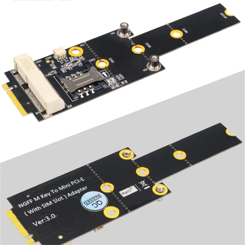 Carte conversion Mini PCIE vers M Key NVMe avec emplacement pour SSD 2242 2260 2280