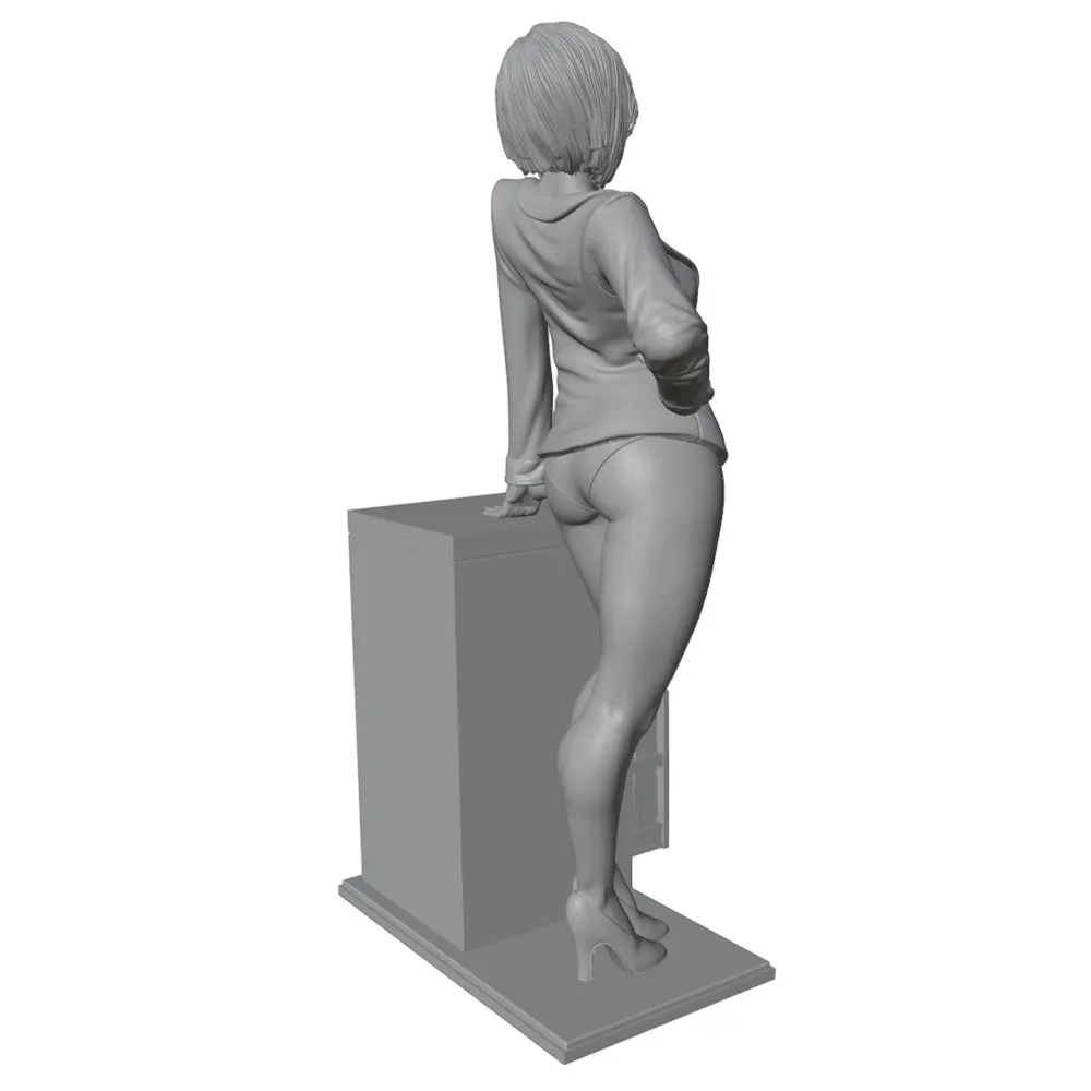 Miniatura de resina 75mm – Figura de mujer con documentos para colección y escenarios - imagen 2
