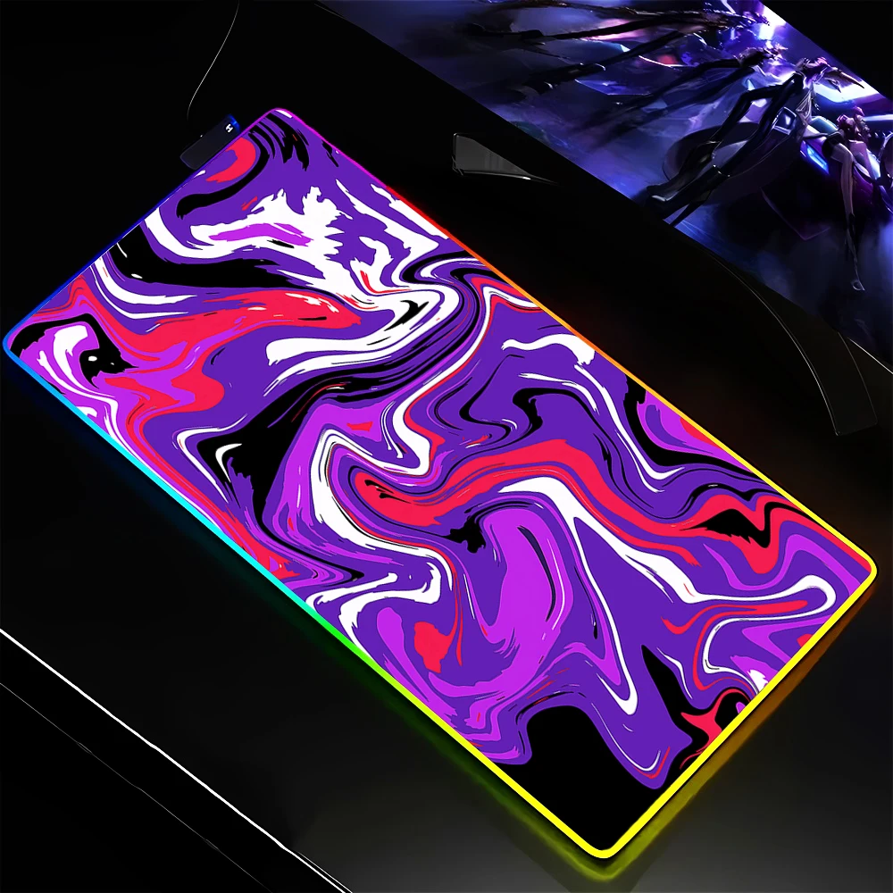 لوحة ماوس كبيرة مخصصة عالية الدقة من Strata لوحة مفاتيح ألعاب RGB Diy Deskmat ملحقات مكتب ألعاب الكمبيوتر بإضاءة خلفية LED وسادات ممتدة