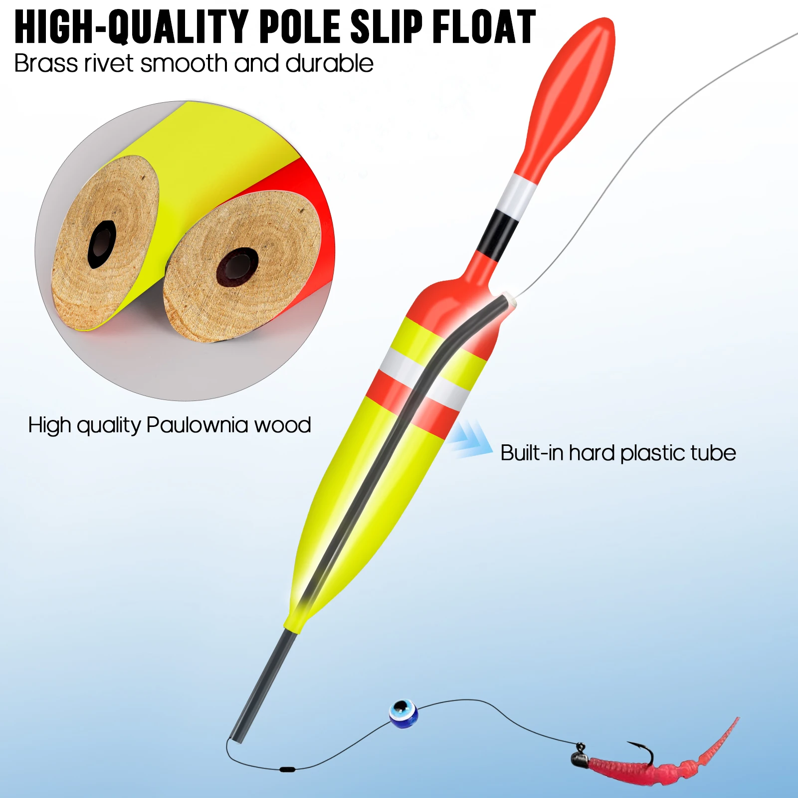 5pcs Fishing Slip Bobber Rig 1.5in 2.5in 3.4in 3.8in 4.1in Balsa Wood Freshwater Fishing Floats Buoys For Crappie Bass Catfish