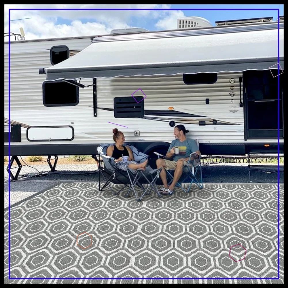 

9x18 Outdoor Rug, Weatherproof Reversible Plastic Straw Mat for Patio, Camping, Beach, RV
