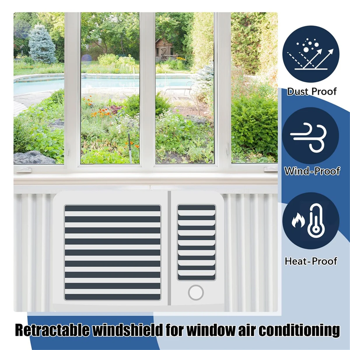 AA98 2 Set Window Air Conditioner Side Panels with Frame Adjustable Window Ac Insulation for Most 5000-20000 Btu Window Ac view 2