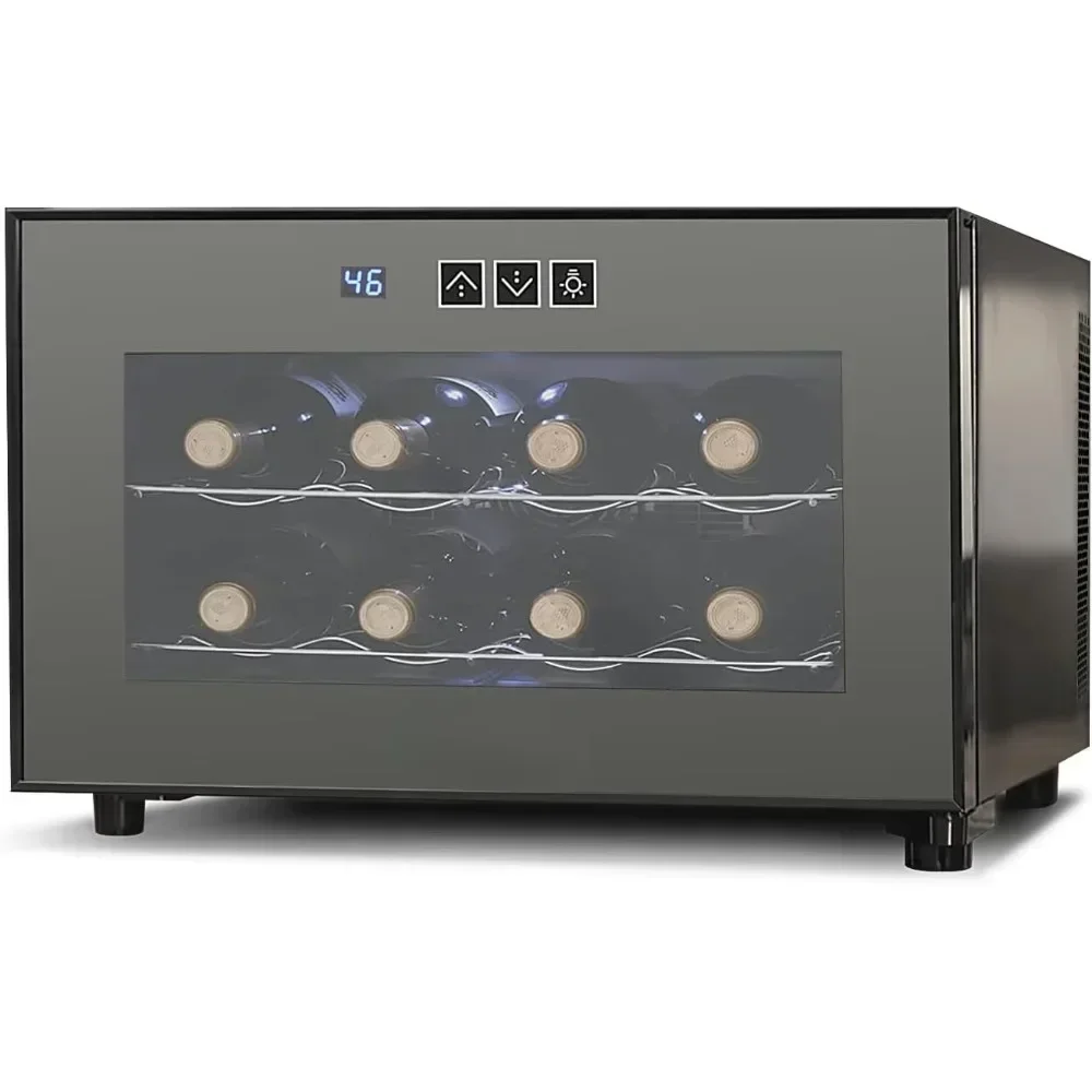 

8 Bottle Wine Cooler Refrigerator, Wines Fridge Small, Countertop Wines Cooler with Temperature Control, Mini Freestanding Wine