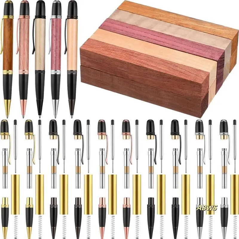 

10 Sets Pen Making Kits With Refills Copper Pen Turning Supplies For DIY Pen Making-Ideal Classroom, Teacher, Student Gift