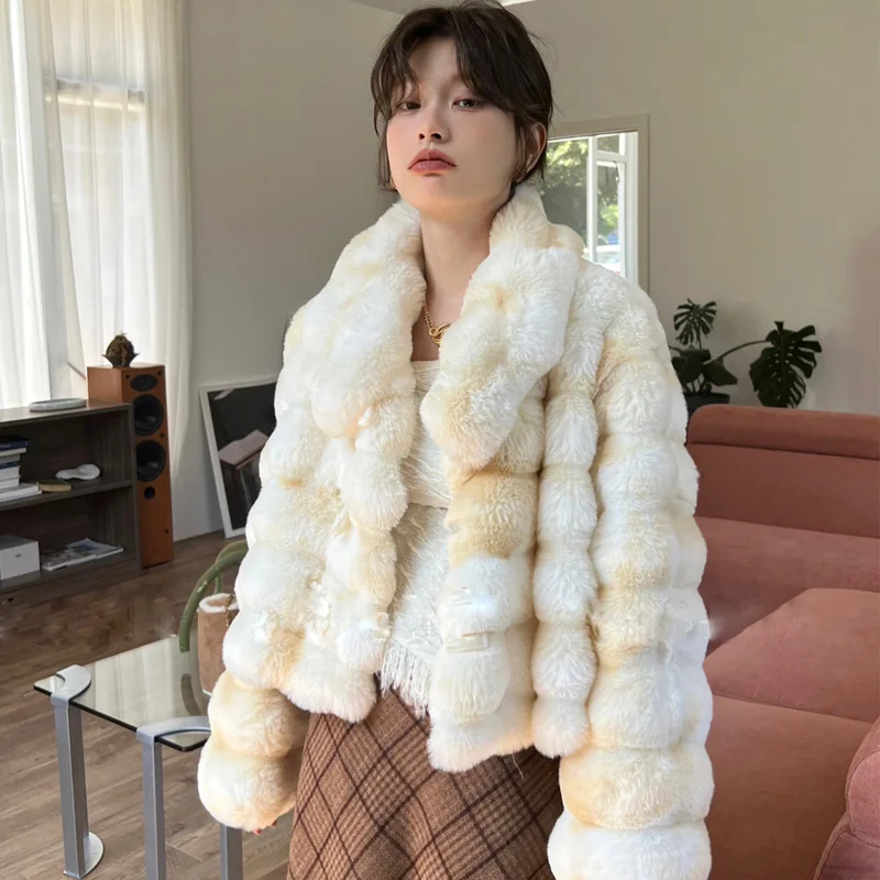 куртка женская зимня 2023 Thick Warm Turn Down Collar Faux Fur Jacket Fluffy Top Ladies Fashion Outerwears Furry Short Coats