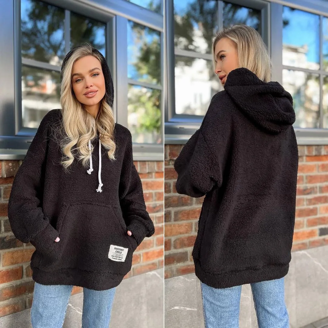 Women Tops Female Warm Coat Autumn Fleece Sweaters Half Zipper Lambswool Fleece White Brown Hoodies Sweater Teddy Pullover 2025