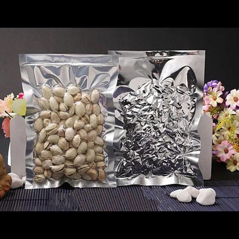 

300Pcs StoBag Aluminum Foil Transparent Food Packaging Bag Open Top Heat Sealing Vacuumed Storage Candy Tea Nuts Beans