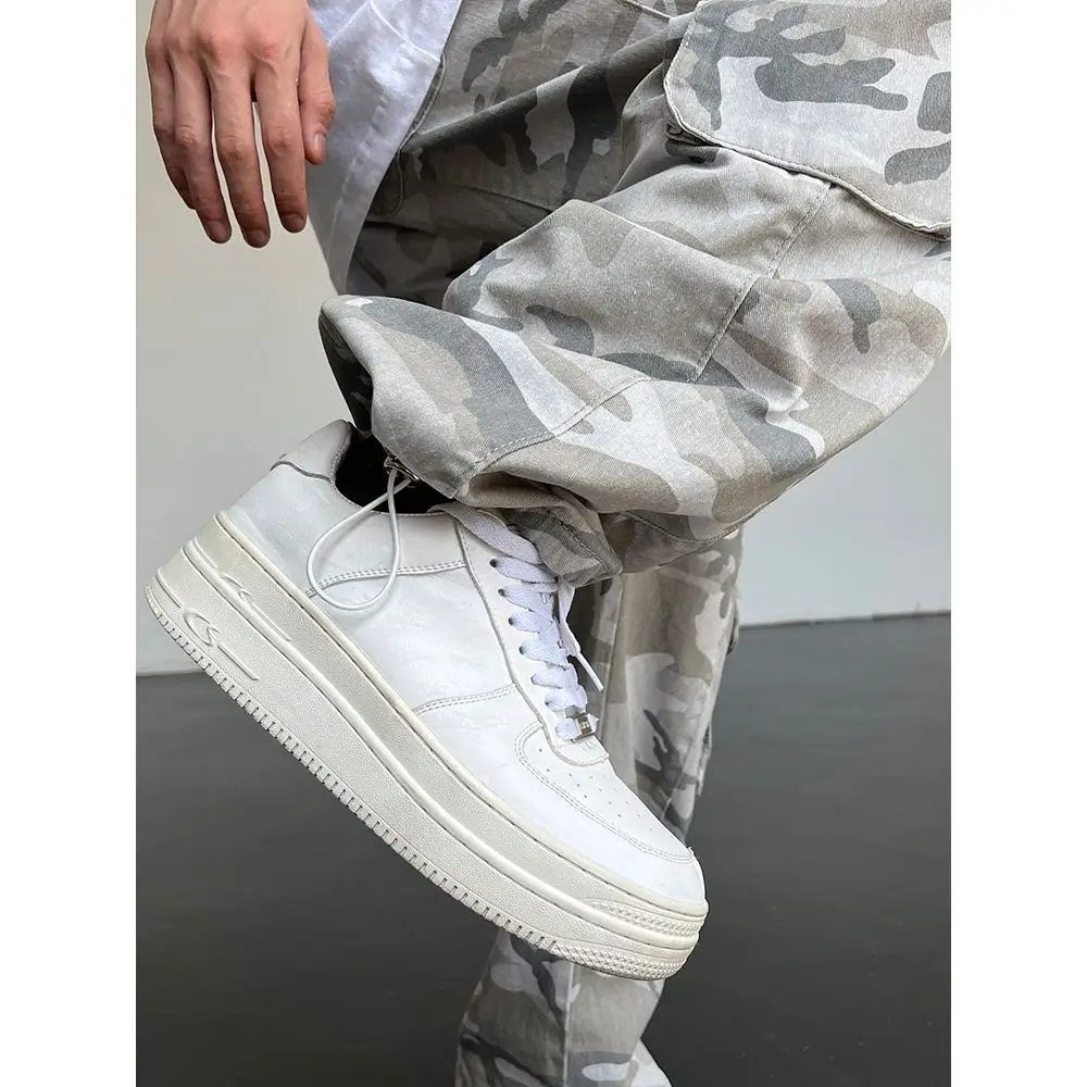 Streetwear Mode Männer Tarnung Cargo hose Multi-Pocket Hip Hop männliche Kleidung lose Sport ästhetische taktische breite Hose