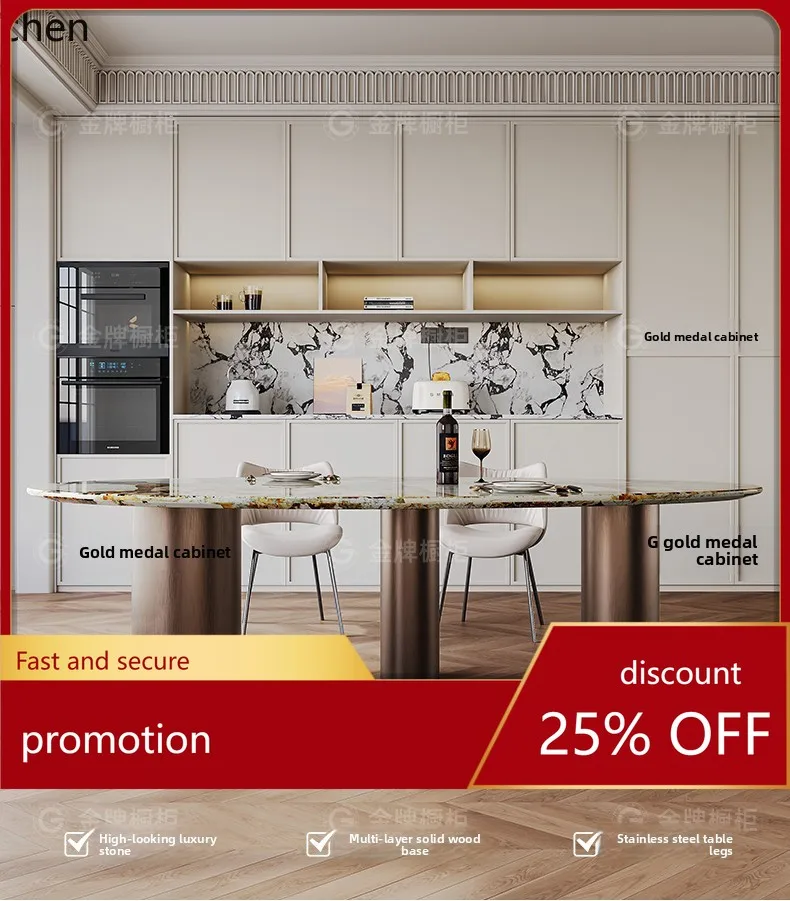 

HT natural luxury stone dining table living room home villa dining room irregular dining table