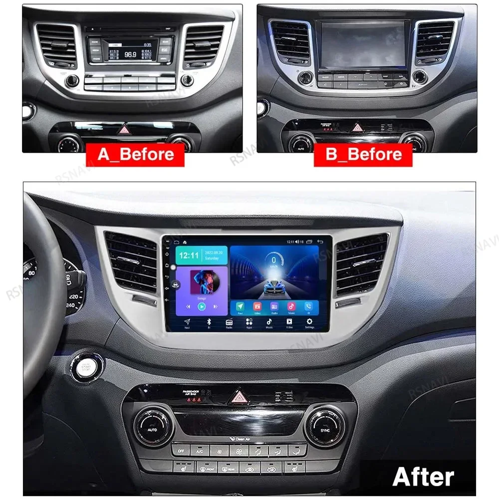 Android 14 Carplay Car Radio For Hyundai Tucson IX35 3 2015 - 2018 Navigation GPS Multimedia Player WiFi+4G stereo 360 Camera BT