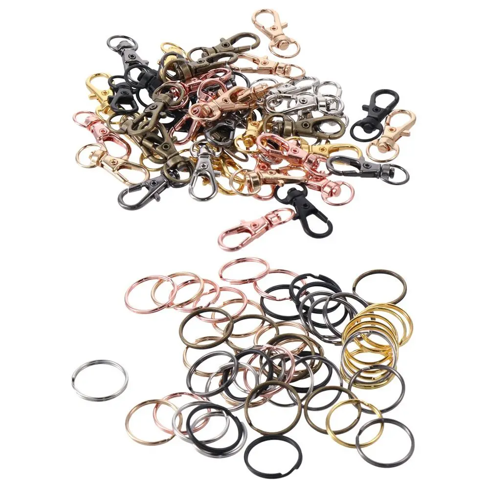 

7 Color Key Chain Rings Kit Hooks Metal Mix color Swivel Lobster Clasp Small Screw Eye Pins DIY Crafts