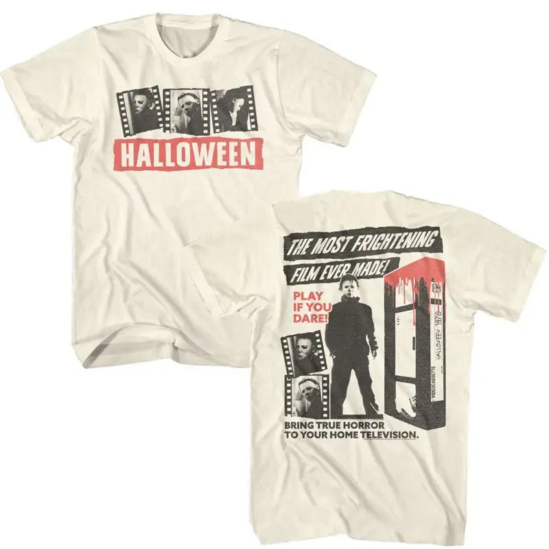 Película de Halloween VHS Tape La película más asustadora de todos los tiempos hizo camiseta para hombre