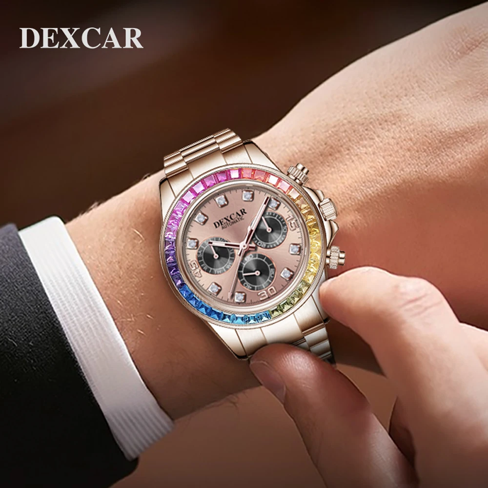 DEXCAR Mens Watches 2024 Top Luxury Multifunctional Mechanical Watch For Men Automatic Wristwatch Waterproof Sports Reloj Hombre