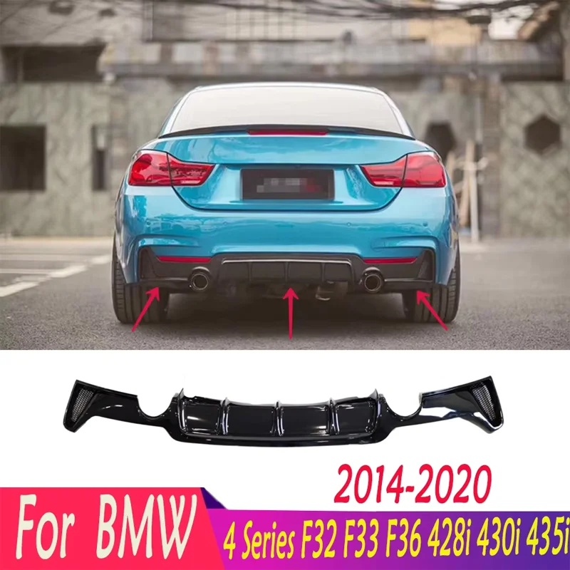 For BMW 2014-2020 4 Series F32 F33 F36 M Sport 2 Door Coupe 428i 430i 435i Car Rear Bumper Splitter Diffuser Lip Spoiler Plate