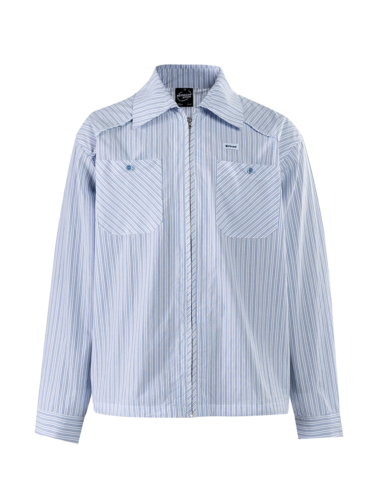 

American Retro Striped Work irt Cardigan Spring New Simple ket Turn-down Collar irt Coat Youth Cotton Long Sve Zipper