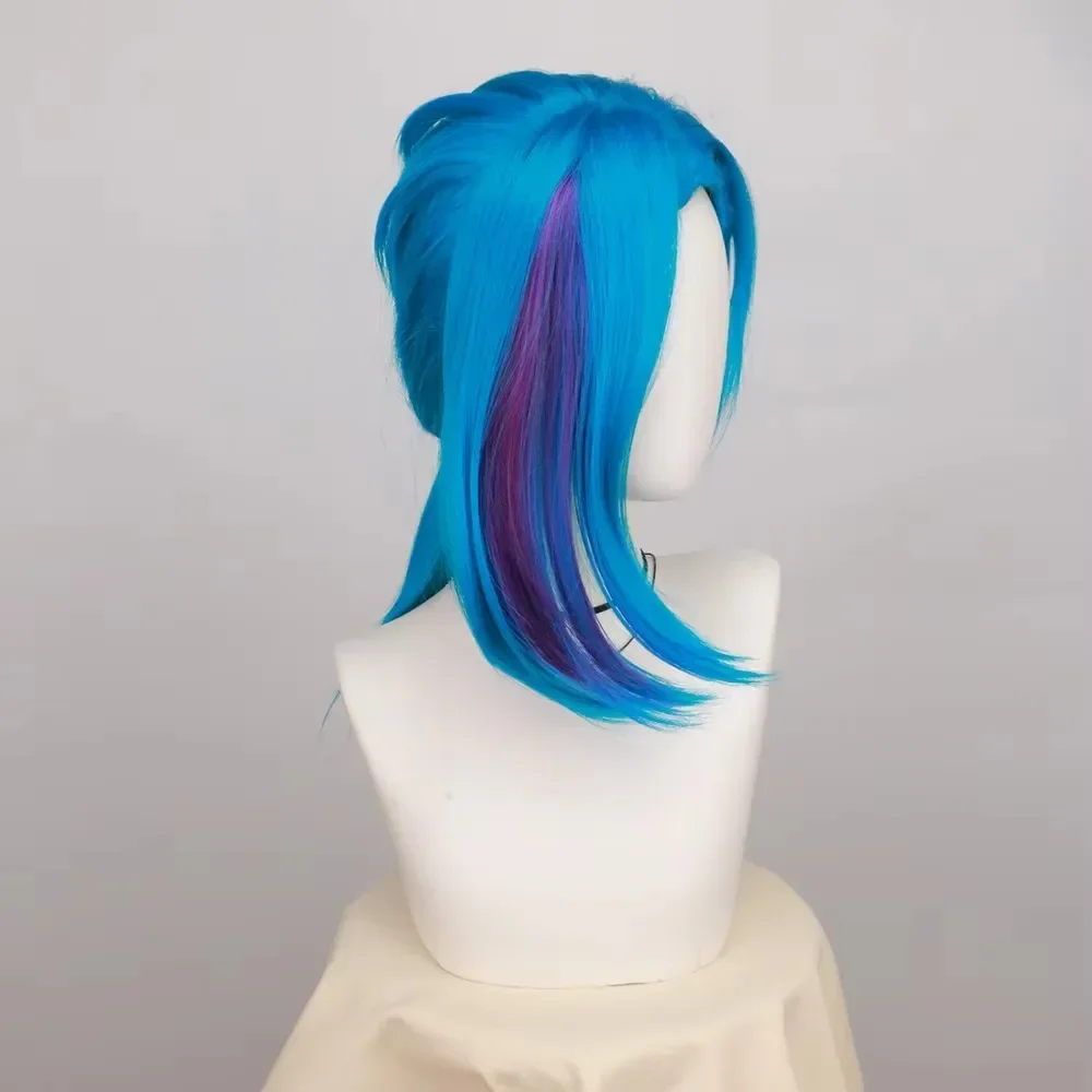 

Halloween Arcane Jinx Perruque Tressée Bleue pour Femme, Costume de Cosplay, Cheveux Synthétiques