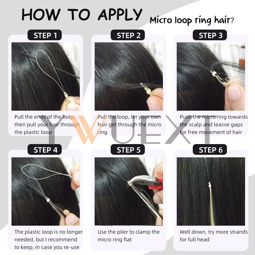 Micro Loop Hair Extensions Real Natural Straight Micro Ring Link Hair 12