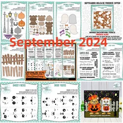 2024 Gnome Halloween Ghost Grimace Stamp Street Lamp Fence Metal Cutting Dies Stencil DIY Decorating Scrapbook Paper Card Craft