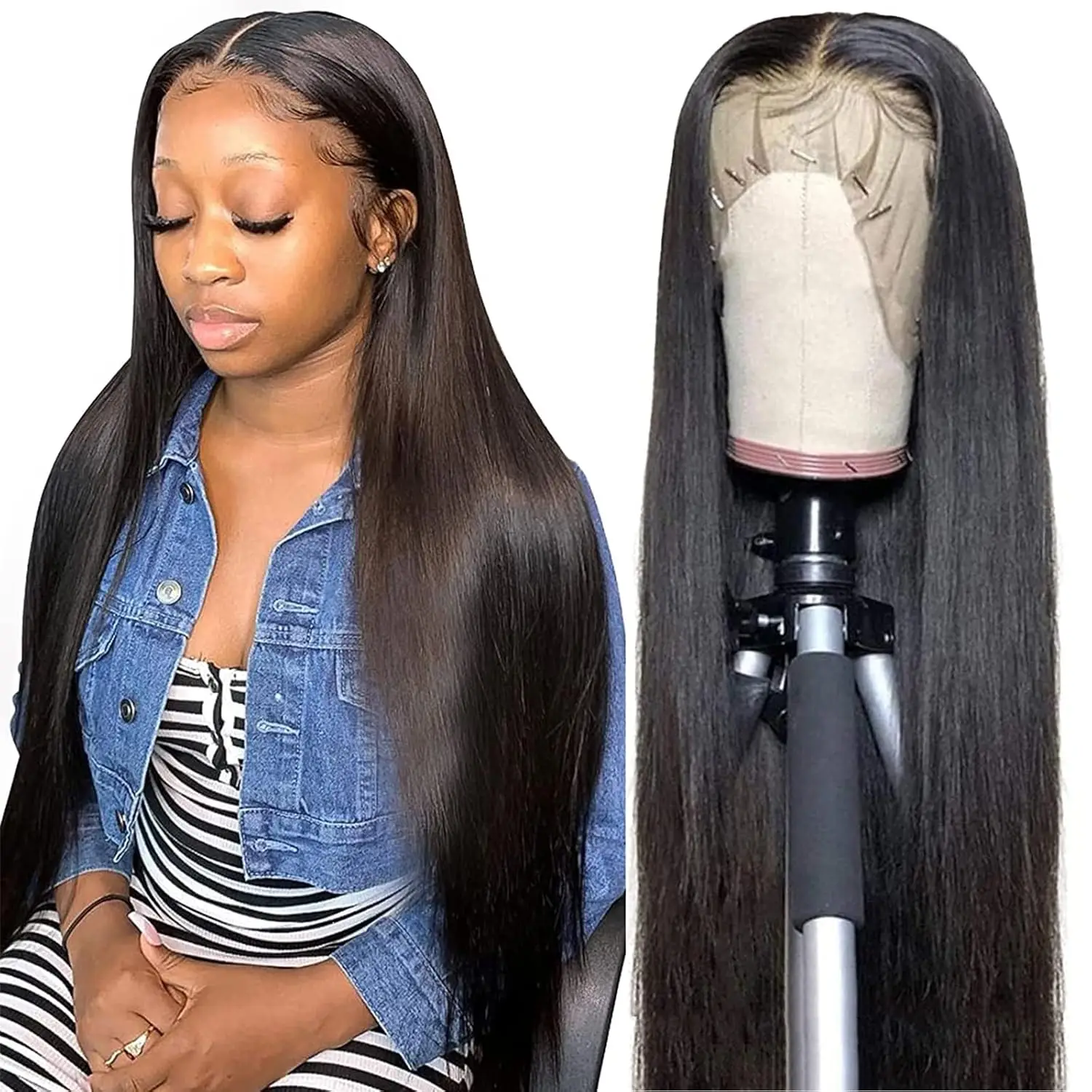 13x4 13x6 HD Transparent Straight Lace Front Wigs  32 34 36  Human Hair  360 Lace Frontal Wigs Brazilian   lace  Closure Wig