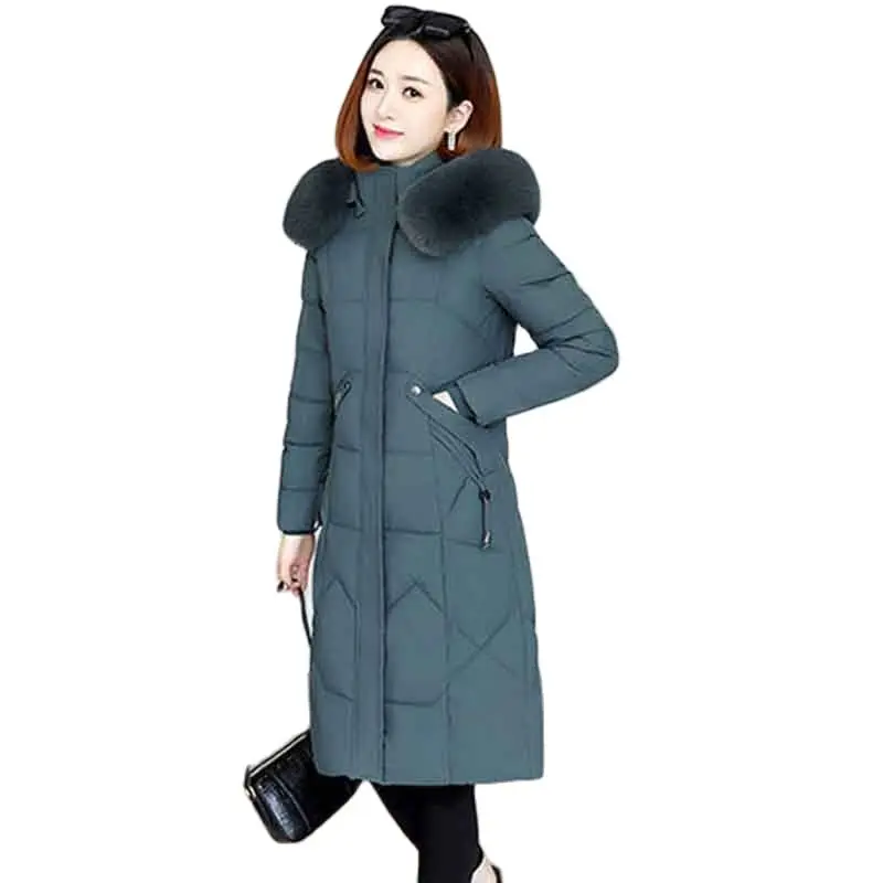 

New Hooded Down Women's Long Over-the-knee Fashion Slim Fit Thickened Loose Winter Pocket Warm Down Women