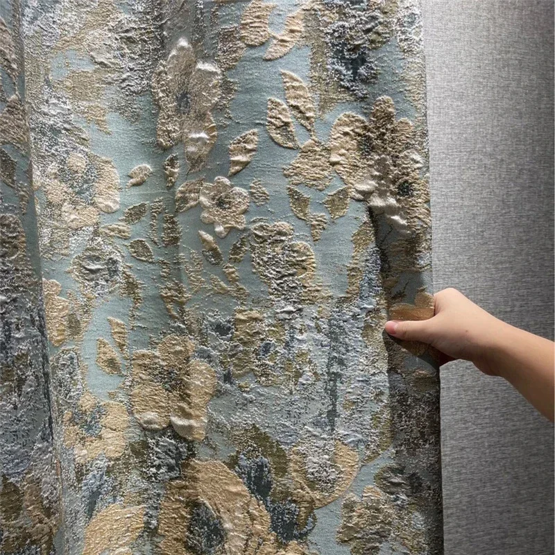 Vorhänge für Wohnzimmer, Schlafzimmer, Fenster, hochwertige, individuelle Küchenvorhänge, europäische Top-3D-geprägte Stereo-Jacquard-Verdunkelung – Detail 4
