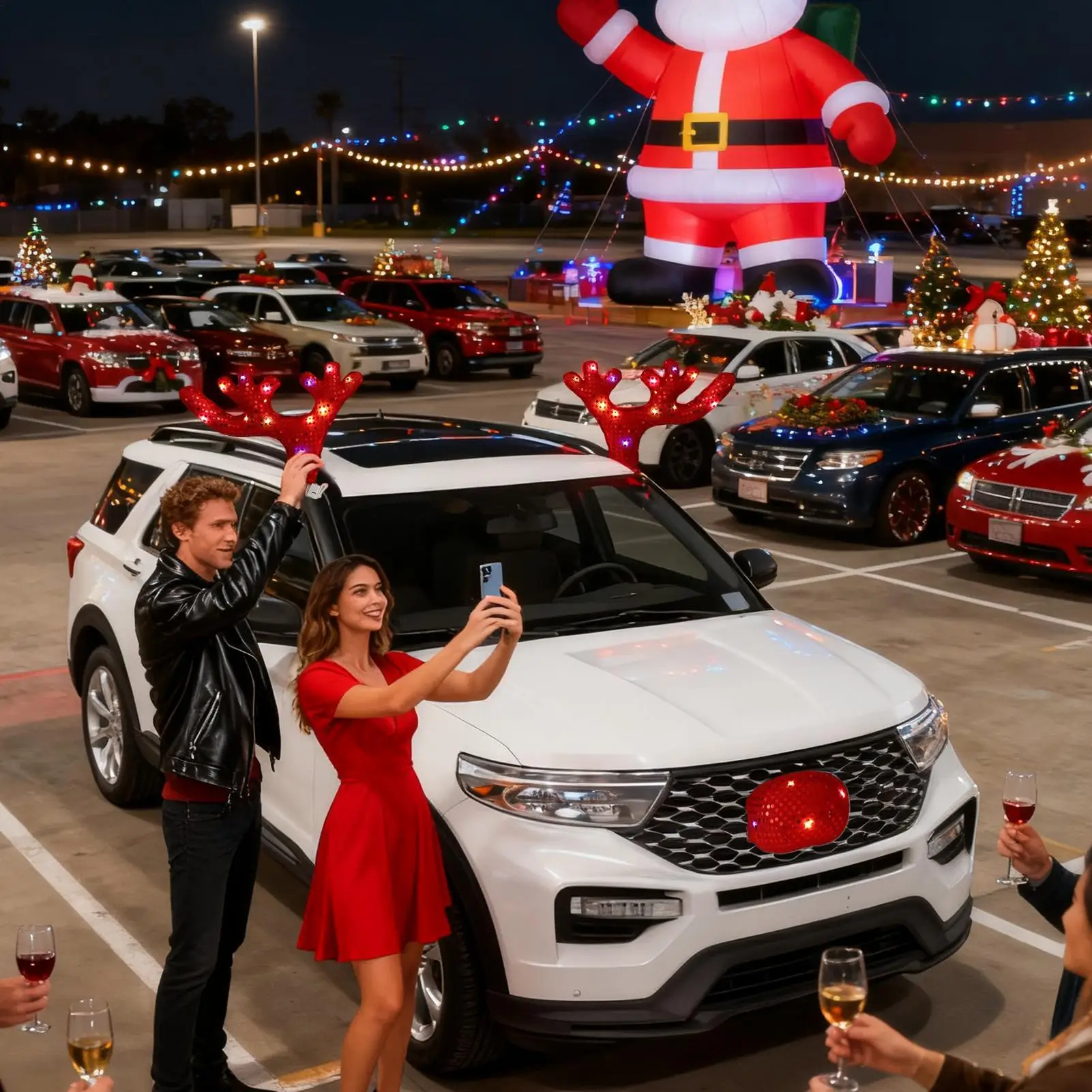 

Car Christmas Decorations Cute Funny Waterproof Vehicle Exterior Deer Costume Accessories For Winter Holiday New Year Family