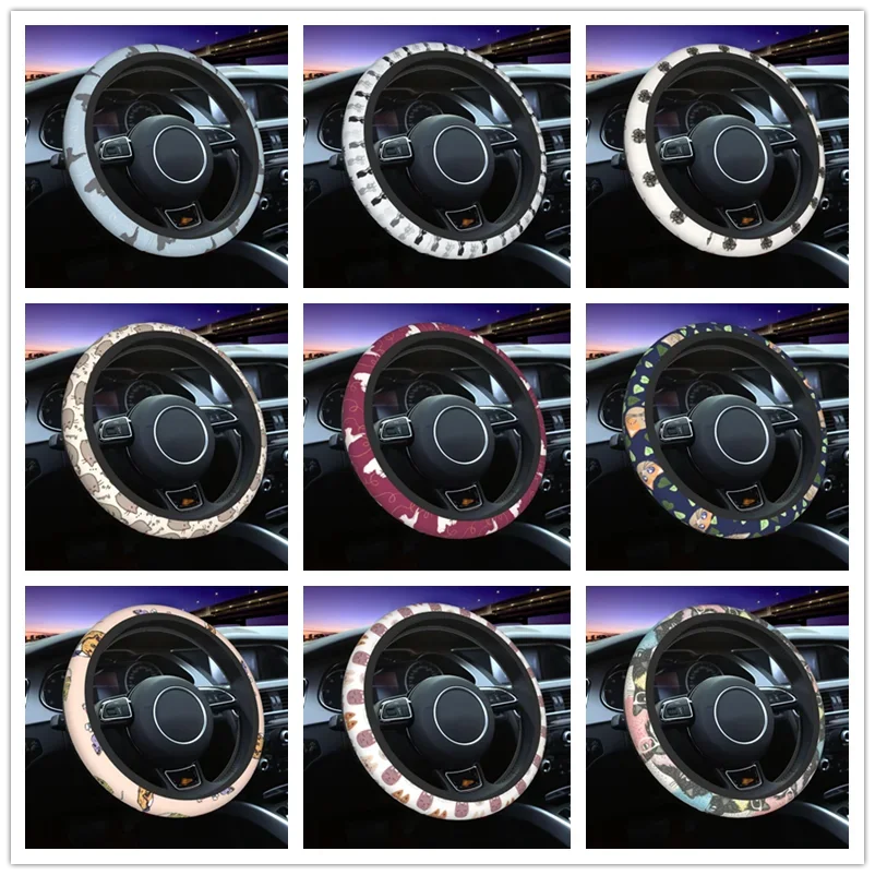 

Cute Cats Car Steering Wheel Cover 38cm Elastic Animal Auto Steering Wheel Protector Suitable Car-styling Car Accessories