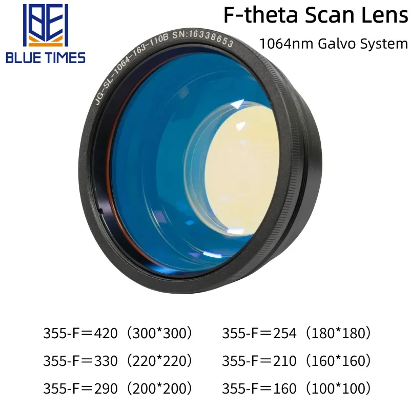 

Bluetimes 1064nm F-theta Scan Lens Field Lens 50x50 - 300x300 F63-420mm for 1064nm YAG Optical Fiber Laser Marking Machine Parts