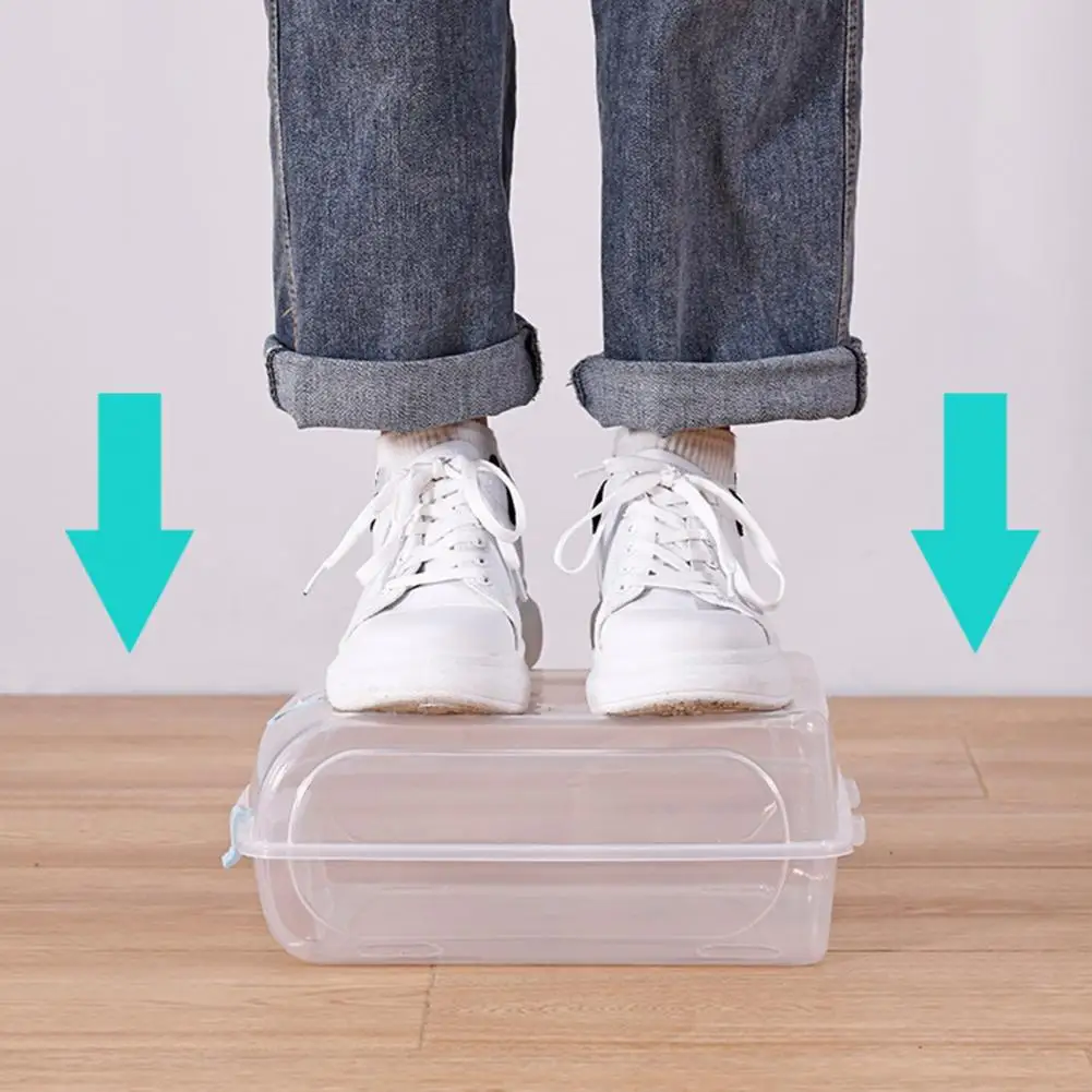 Shoe Storage Box Dust-proof Ventilation Holes Shoe Container Transparent Shoe Box Space-saving Stackable Plastic Organizer Box