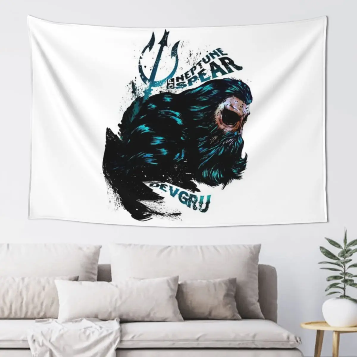 

DEVGRU - Neptune Spear Tapestry Kawaii Room Decor Decorations For Room Funny Room Decore Aesthetic Tapestry