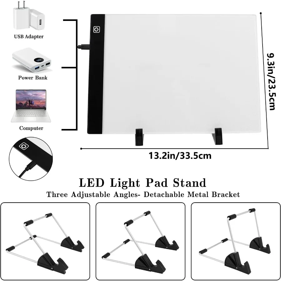 ชุดอุปกรณ์งานศิลปะเพชร A4 183 ชิ้น พร้อมกล่องไฟสำหรับวาดภาพ และชุดเครื่องมือวาดภาพ 5 มิติ สำหรับงานปักเพชรแบบเต็มและแบบบางส่วน