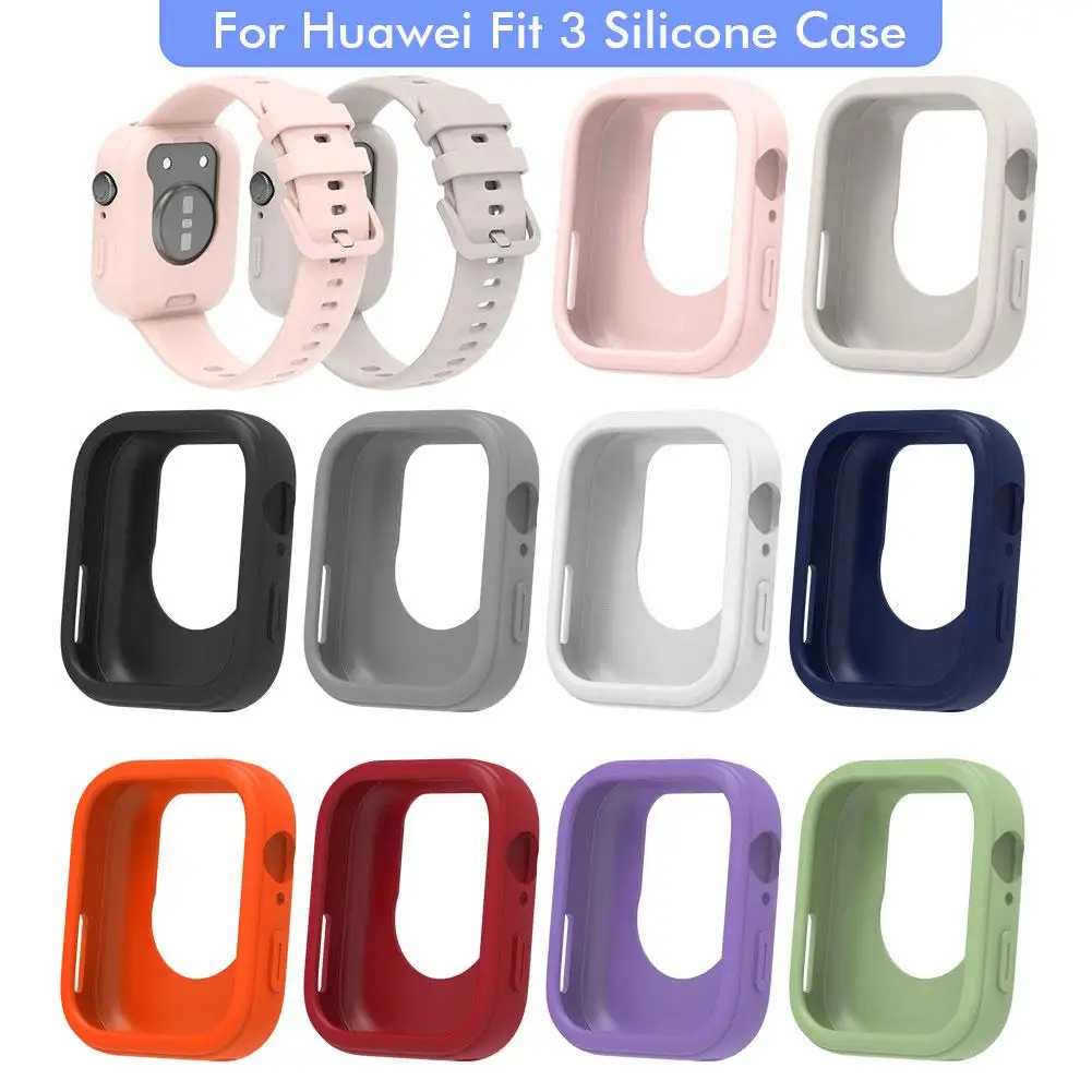 Full-coverage Protective Case For Huawei Watch Fit 3 SmartWatch Cases Soft Silicone Screen Protective Shell Dust And Drop Proof