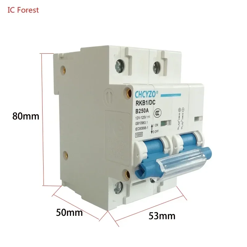 1/2P100A 125A 150A 200A 250A DC Stroomonderbreker 12V 24V 36V 48V 96V 120V Zonnecel Bescherming Schakelaar Automatische Veiligheidsschakelaar