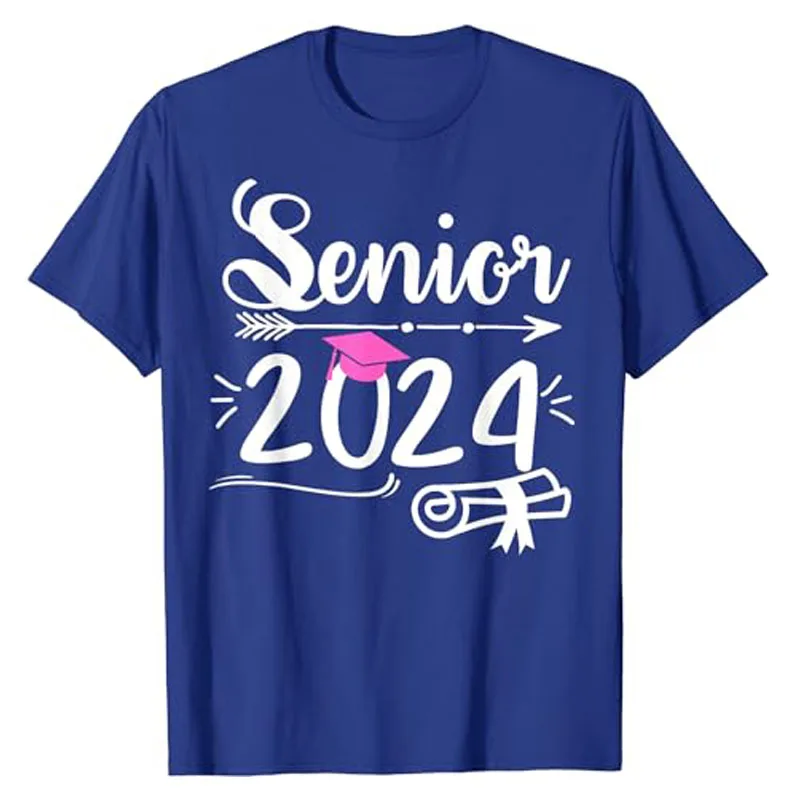 Camiseta de graduación o primer día de la escuela, camisa con letras estampadas, refranes, regalos para graduados, Top de vuelta a la escuela, clase 2024, 2024