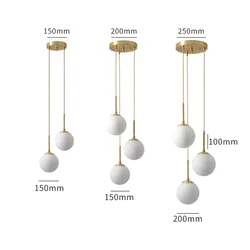 LED Glass Ball Pendant Lamp Chandelier Lights Home Indoor Kitchen Island Restaurant Bar Table Decor Hanging Suspension