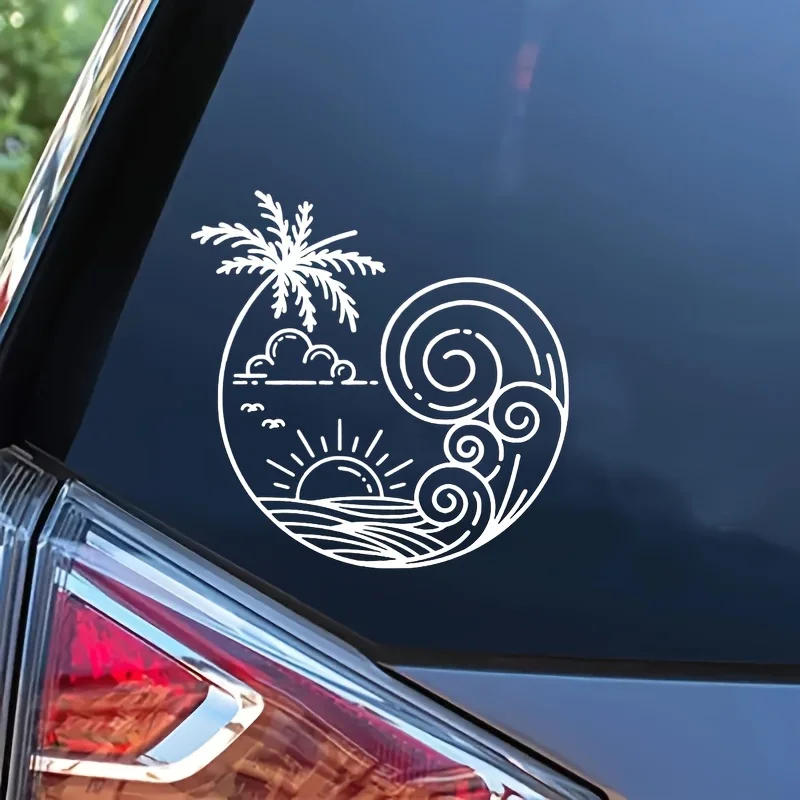 

1PC Eye - Catching Beach Wave Sticker, Suitable for Desktop Decor, Bike Frames, Fridge Doors to Impress