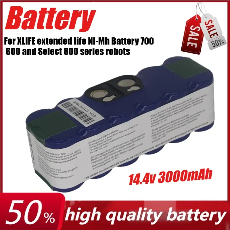 New 14.4V 3000mAh for XLIFE Extended Life NI-Mh Battery 700 500 600 and Select 800 Series Robots Series