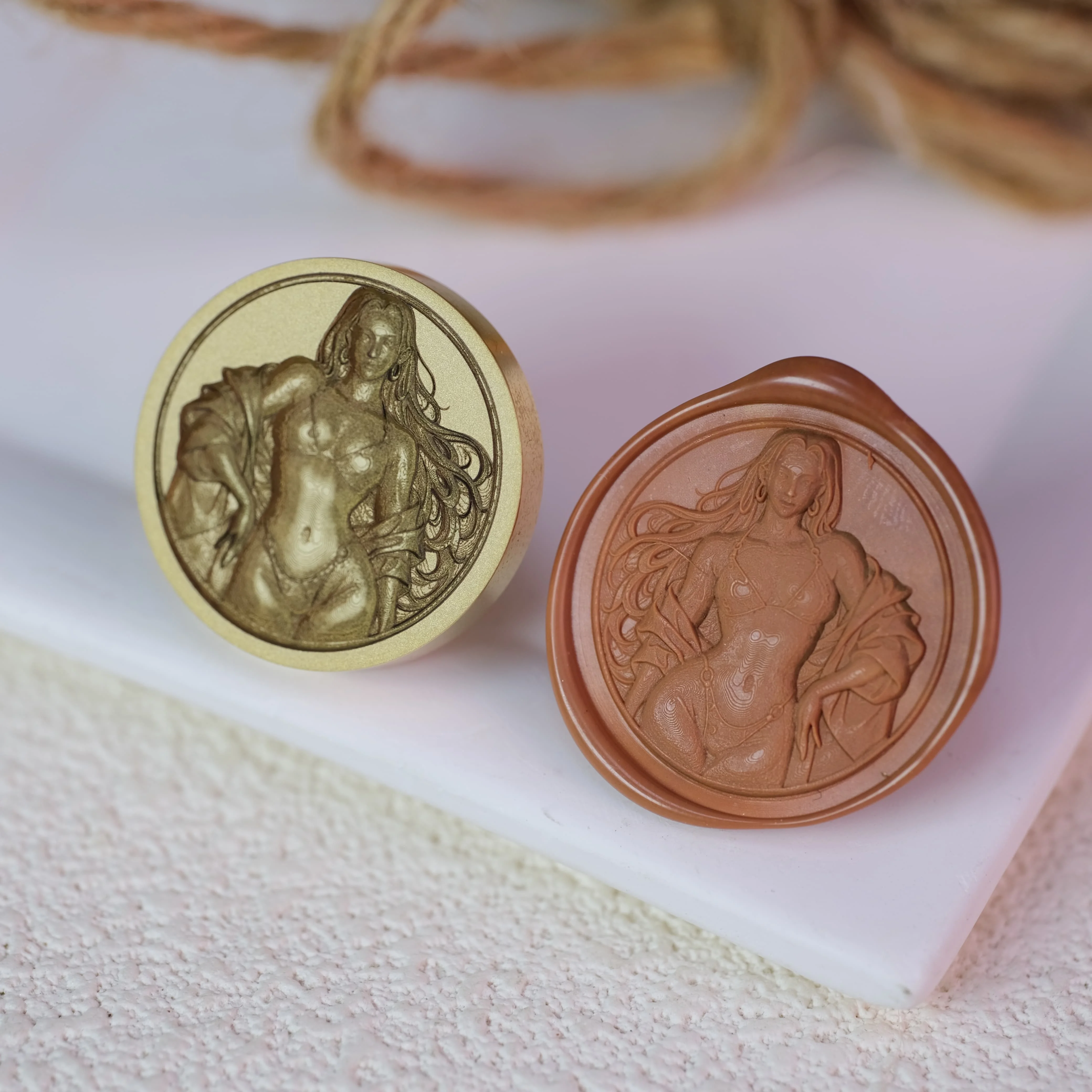 

Boutique brass stamp, laser relief engraving, layers, full of details, Confidence & Power, stamp head without handle