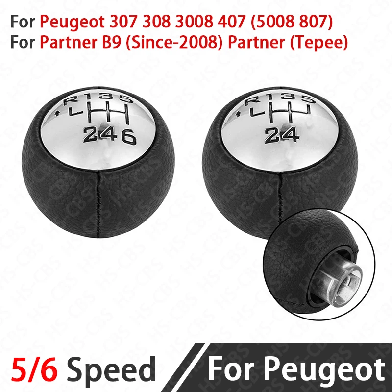 

5/6 Speed Car Gear Stick Shift Knob Head Manual Transmission For Peugeot 307 308 3008 407 5008 807 Partner B9 Car Styling