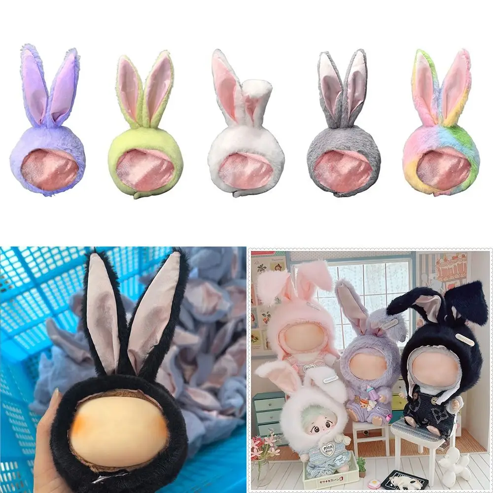 

For 17cm Doll Rabbit Ear Cap Doll Accessories Change Dressing Game Doll Long Ear Hat Playing House Photo Props Plush Headgear