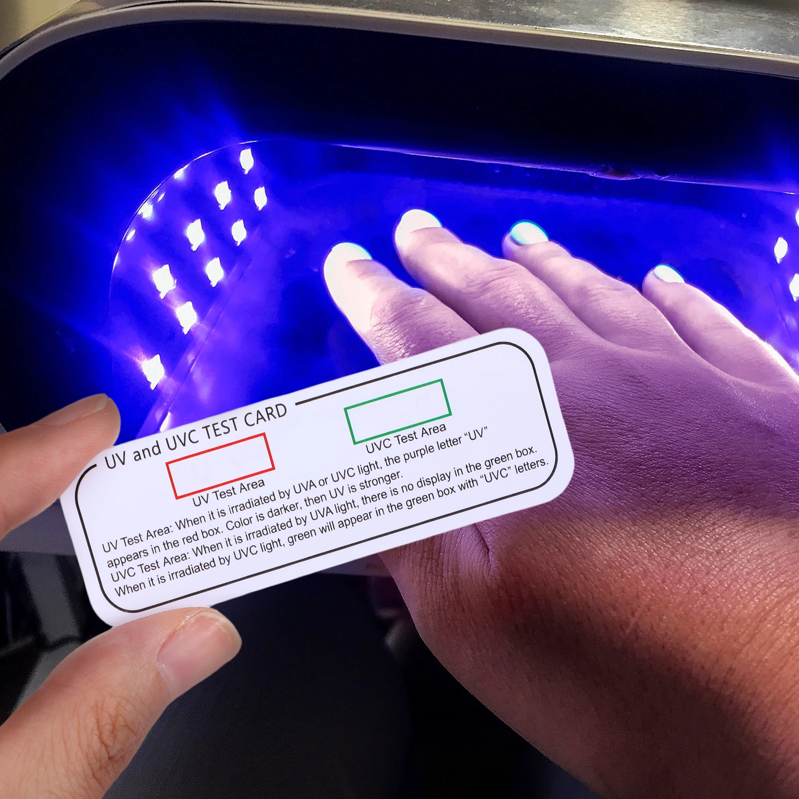 6 قطعة بطاقات اختبار ضوء الأشعة فوق البنفسجية Uva Uvc بطاقات الاختبار Uvc منطقة الاختبار أداة اختبار الضوء متر حماية الجلد ورقة بطاقة الاختبار