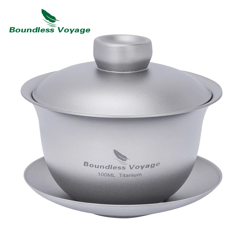 

Чайник Boundless Voyage 100 мл из титана с двойными стенками и крышкой-триадой, набор для чаепития Кунг-фу: Гайвань и чаша с тремя крышками