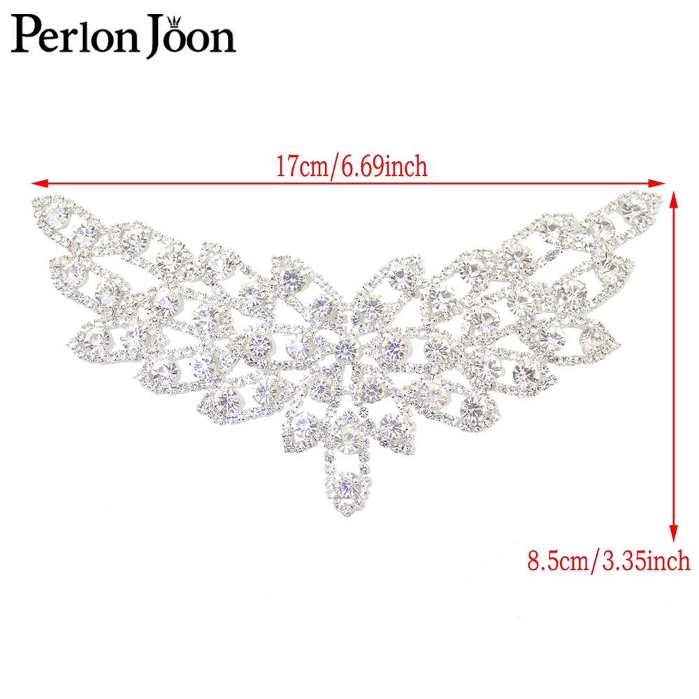 6.5x3.5 inch Gold Silver Crystal Collar Rhinestone Neckline Adornment  Wedding Dress Skirt Flashing Clothing Accessories YL015