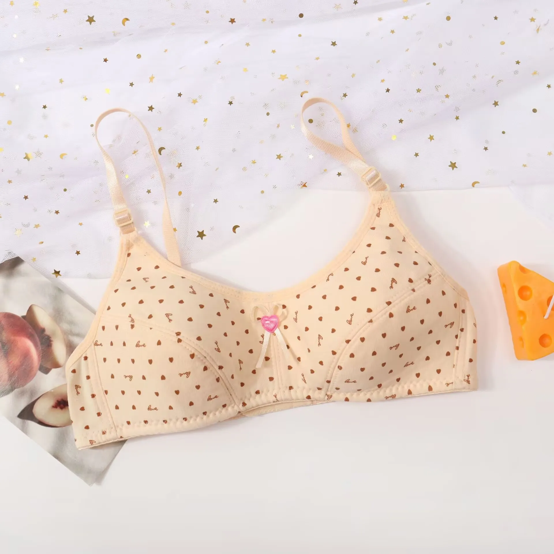 4 قطعة ملابس داخلية للفتيات حمالة صدر قطنية للأطفال تصميم منقط للفتيات المراهقات حمالات صدر للتدريب قابلة للتنفس ملابس علوية للفتيات المراهقات #4