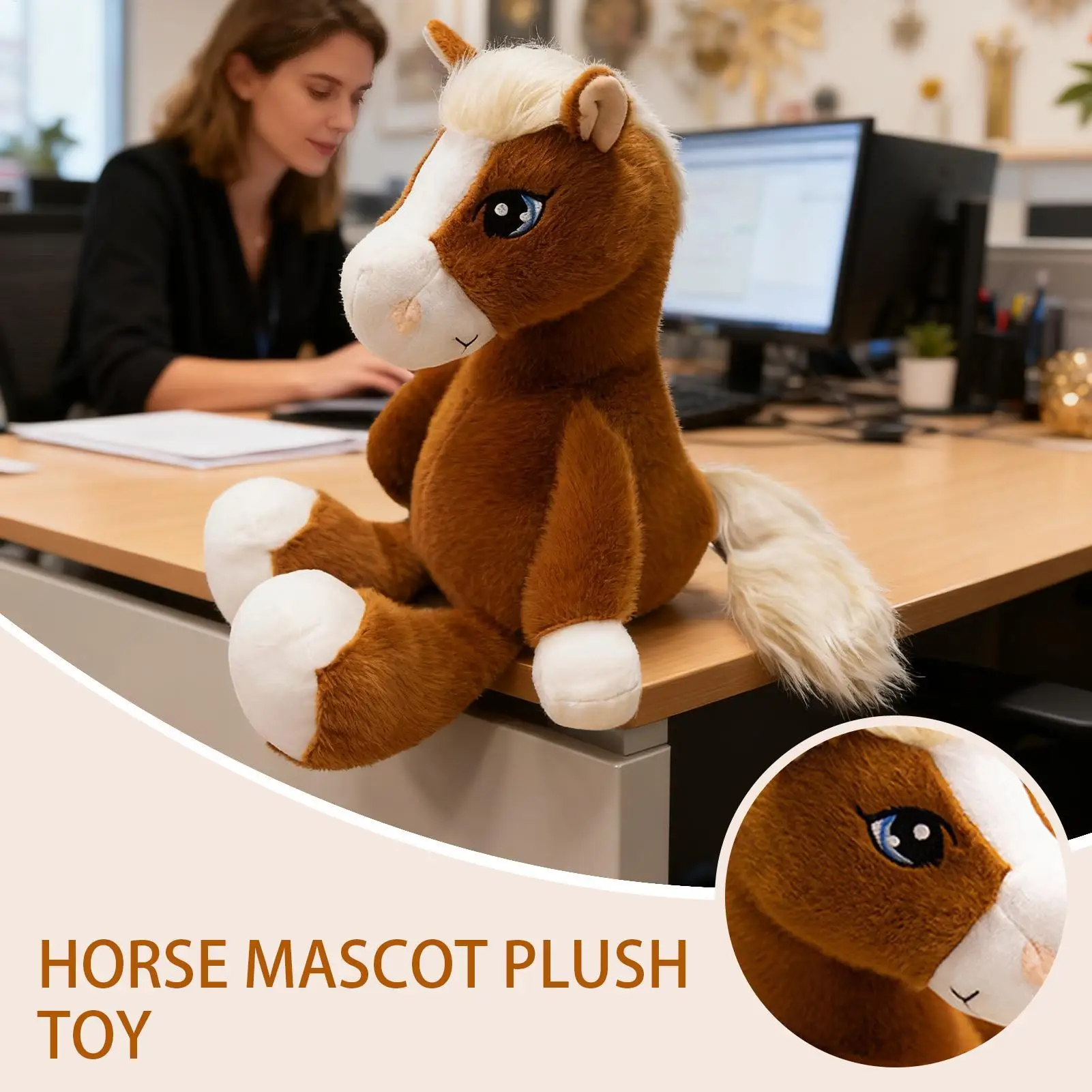 플러시 말 인형 2026 귀여운 부드러운 리얼리틱 장식품 중국 설날 말 인형 여자친구 어린이 남성 여성 아이들 소년용