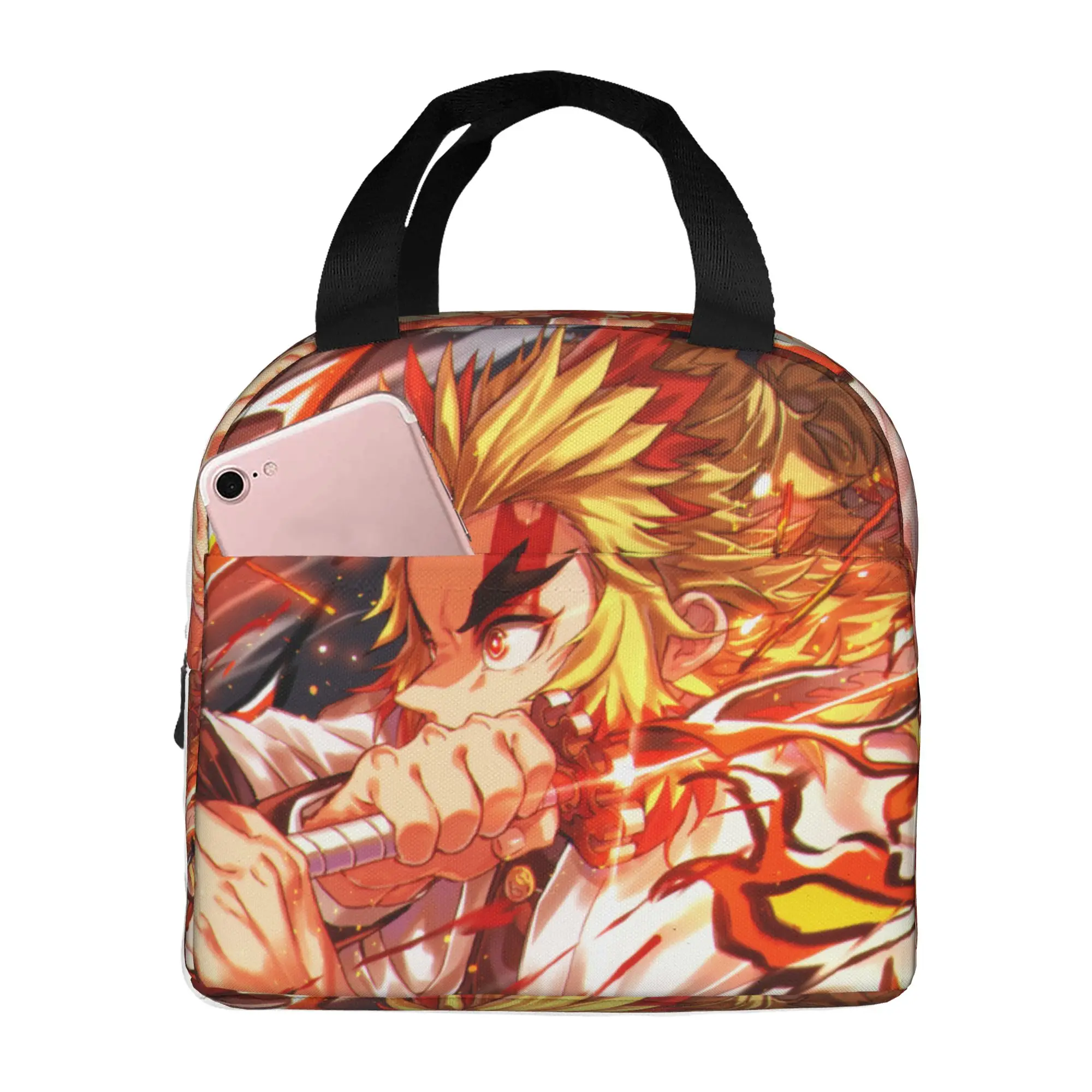 Custom D-Demons Slayers Portable Lunch Box for Women Waterproof Japanese Manga Cooler Thermal Food Insulated Lunch Bag School