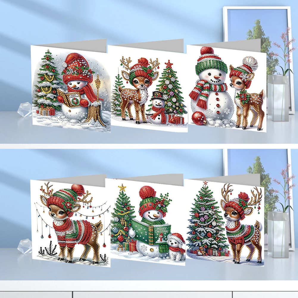 Merry Christmas/Happy Birthday Diamond Painting Greeting Card 5D Rhinestone Painting Mosaic Thank You Card Christmas Postcards