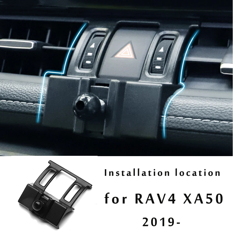 Car Phone Holder For Toyota RAV4 5th XA40 XA50 2017 2019 2021 2022 GPS Stand Rotatable Support Mobile Accessories