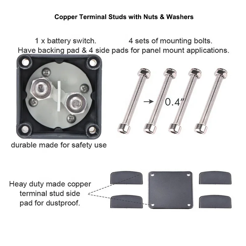 Heavy Duty Dpdt 12V 24V 48V Dual Car Vehicle RV Marine Boat Battery Isolator Master Kill Switch Disconnect Power Cut Off Kit