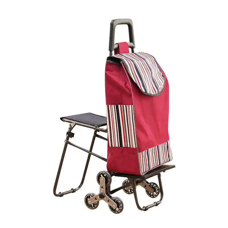 Shopping cart Small pull cart Folding portable elderly Can sit Hand pull cart with seat